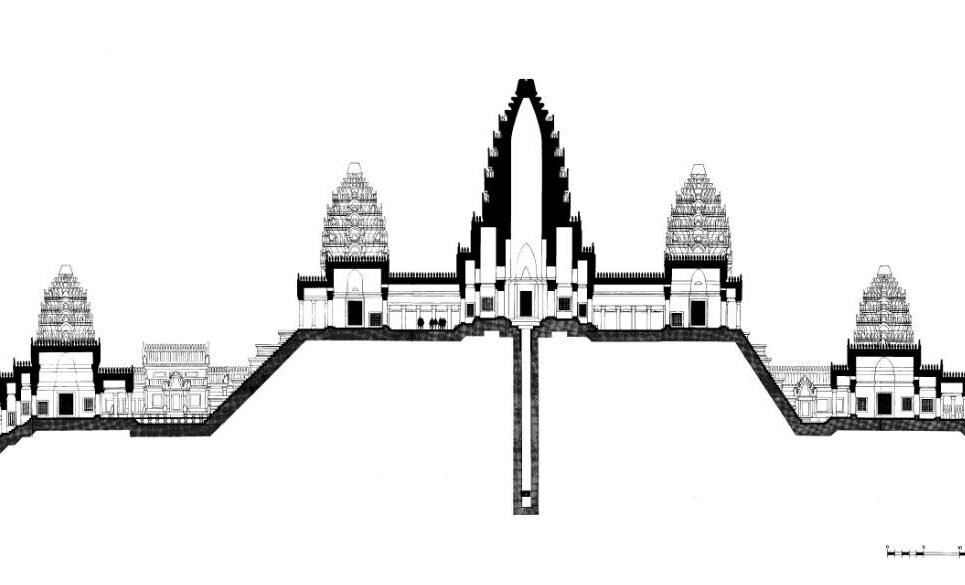 What lies hidden beneath the main tower of Angkor Wat?